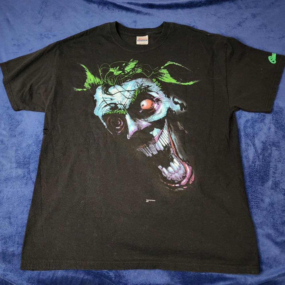 Hanes thrashed Joker Graphic‎ Tee Mens XL Black DC Comics Graphitti 2008